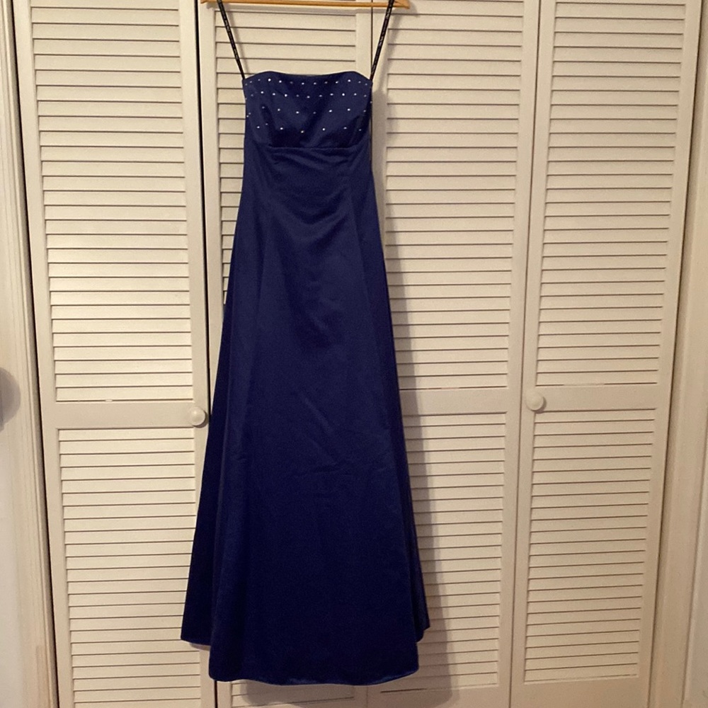Zum Zum strapless full length dress (navy blue with rhinestones)